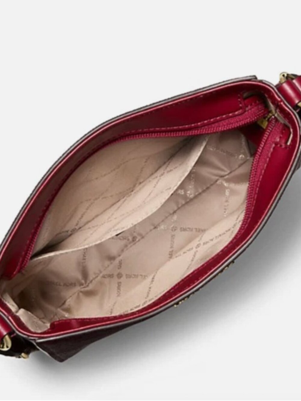 New Michael Kors Jet Set Small Signature Logo Stripe Crossbody Bag Cherry Multi - Picture 4 of 4